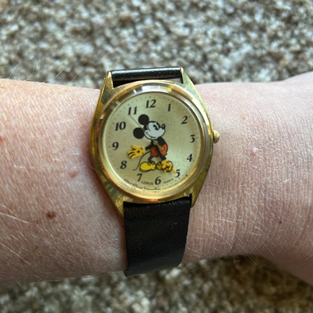 Disney X Lorus Mickey Mouse Vintage Watch, Brown Leather Band